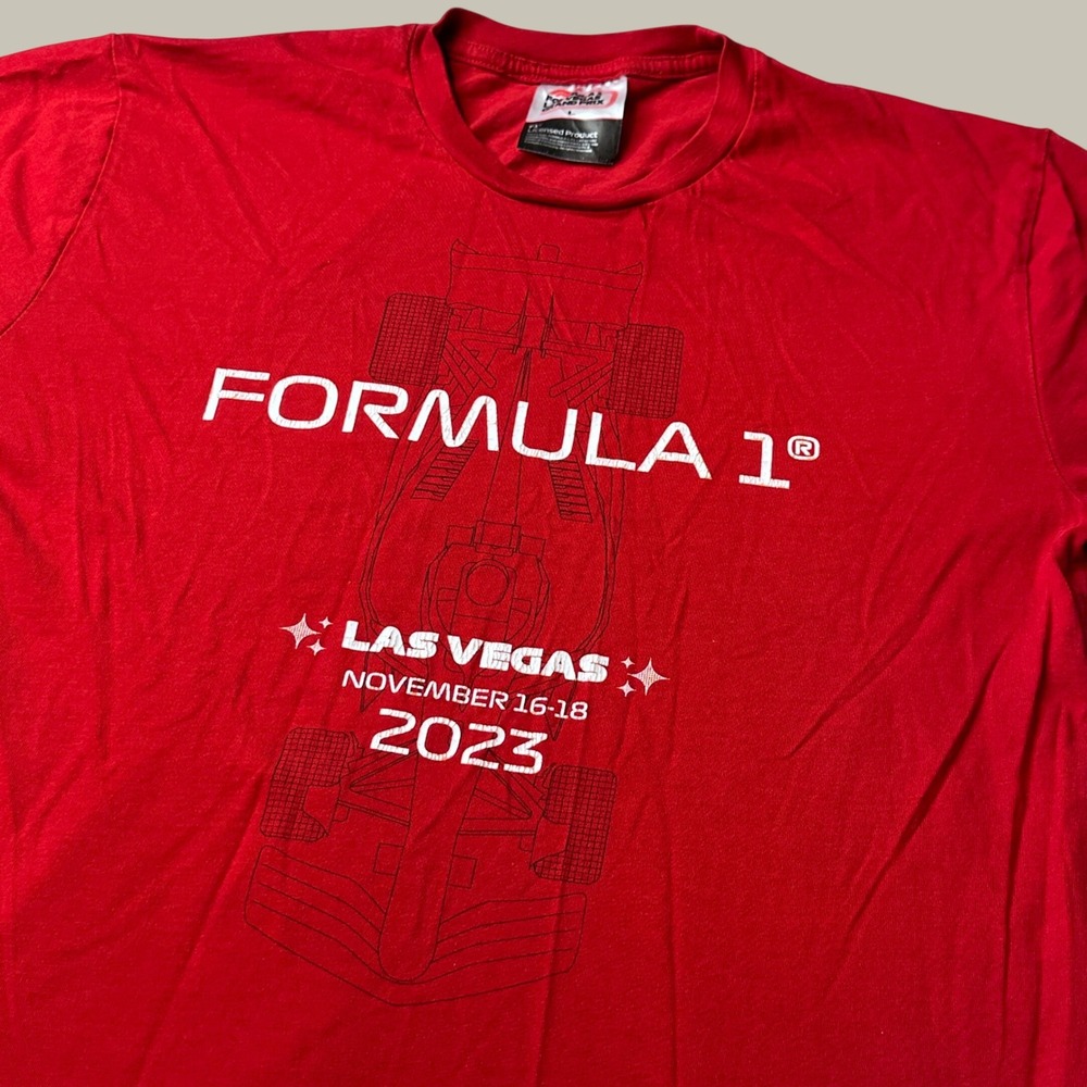 Formula 1 T-Shirt Mens L Las Vegas Grand Prix 2023 Red Racing Graphic Tee EXCEL